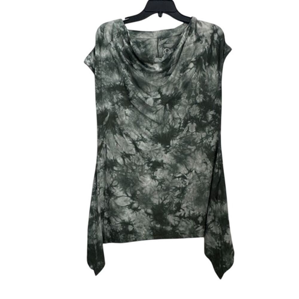 Womens Te Verde Green Tie Dye Sharkbite Hem Cotton modal Blend Top Size Medium